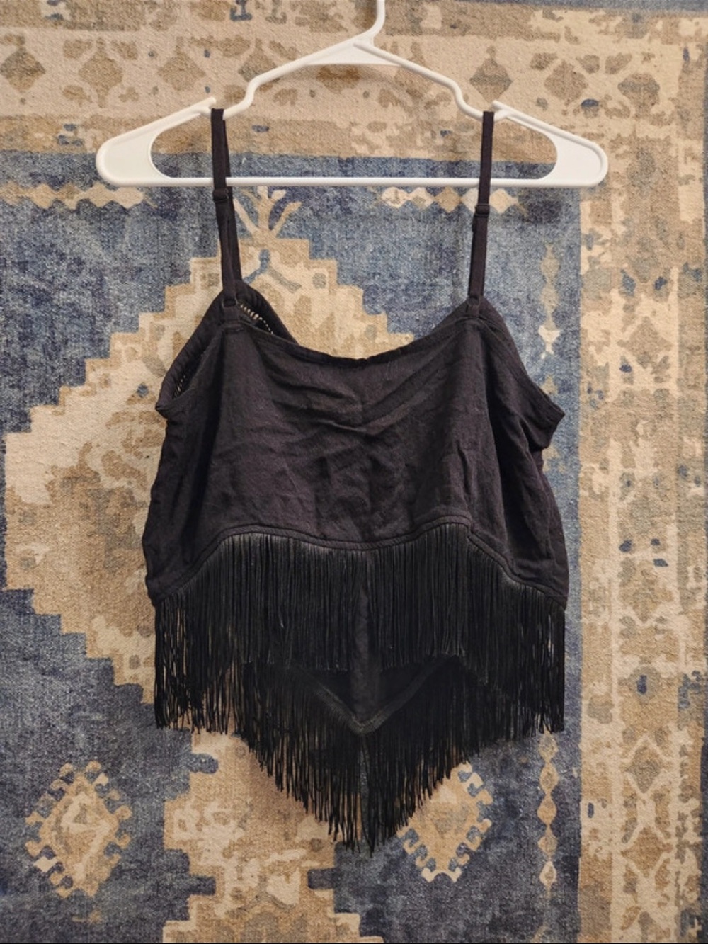 $45 IDYLLWIND WOMEN'S CLEMMONS FRINGE TANK in black M - Picture 7 of 8
